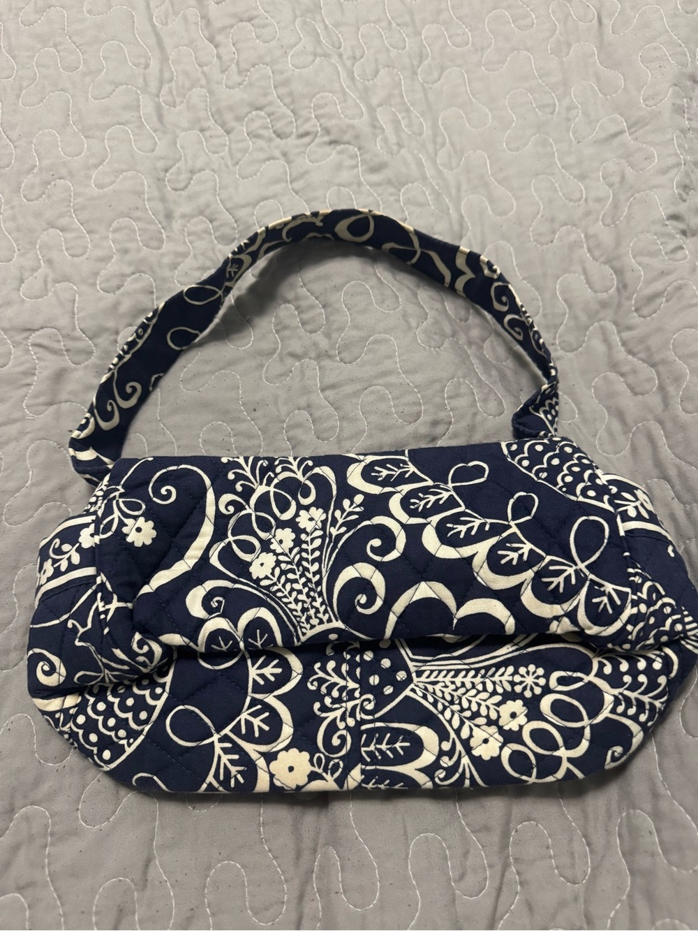 Vera Bradley Navy and White Floral Quilted Shoulder Bag